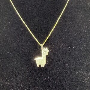 Sterling Silver 925 Llama Alpaca Pendant Cable Chain Necklace Cute